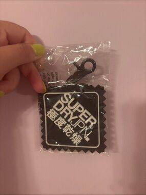 Superdry Black and White Square Logo Keyring